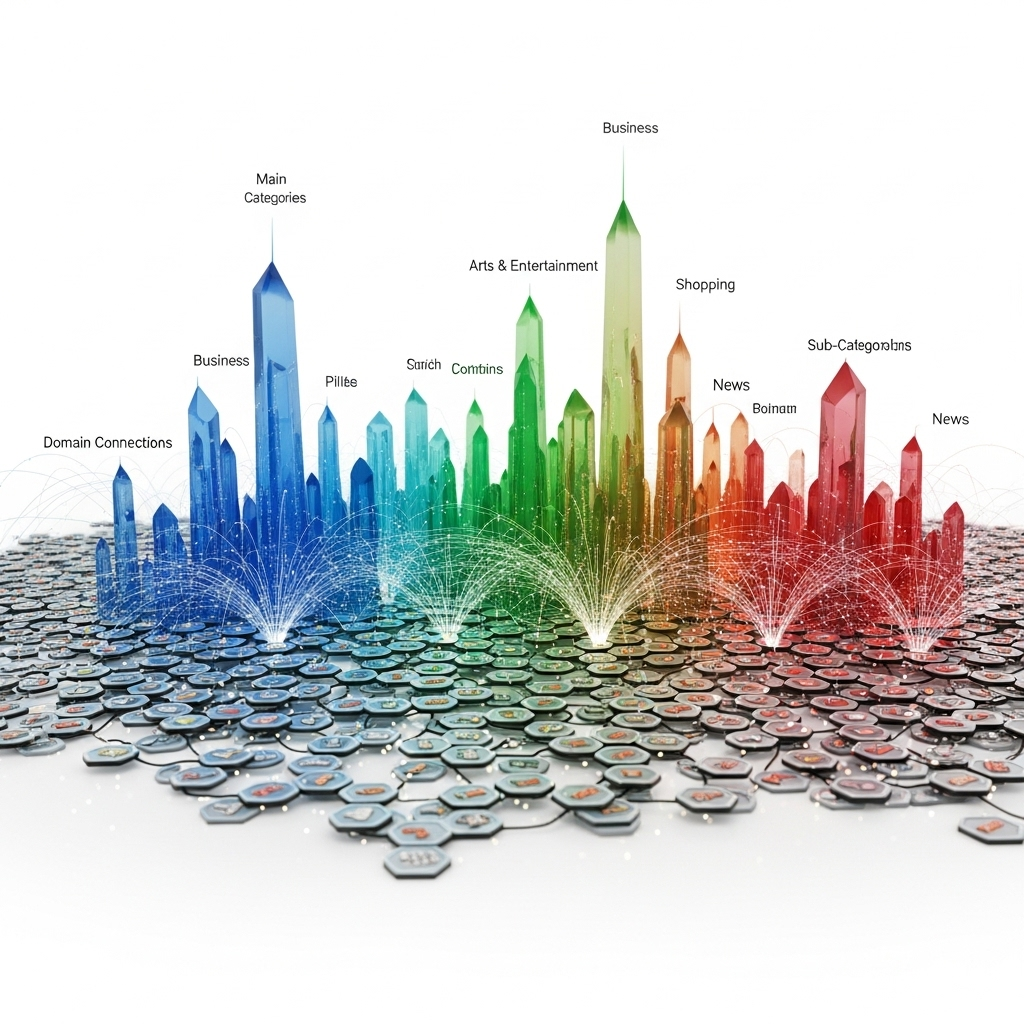 Enterprise URL categorization database visualization showing 30 million domains with IAB taxonomy classification